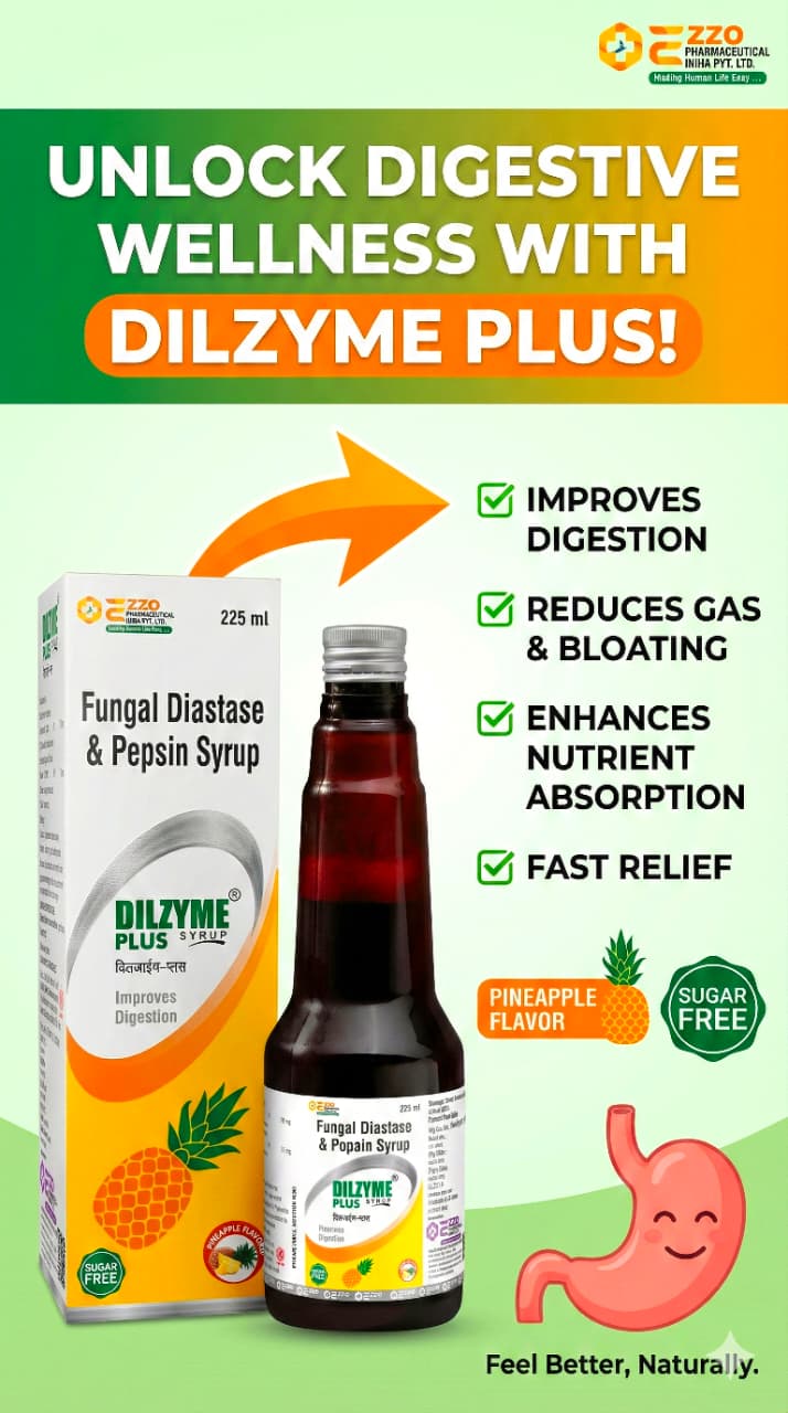 Dilzyme Plus Diastase & Pepsin Liquid | For Digestive Care & Stomach Care | Flavour Pineapple