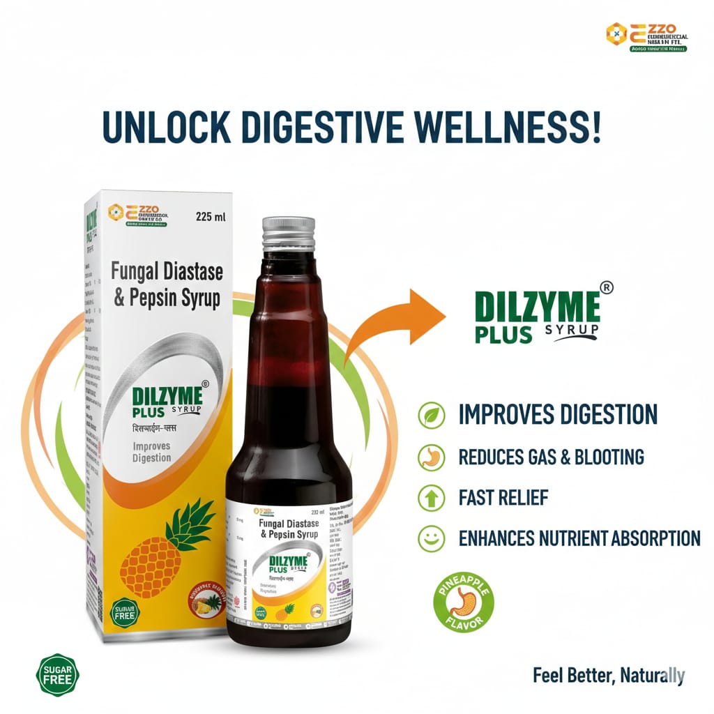 Dilzyme Plus Diastase & Pepsin Liquid | For Digestive Care & Stomach Care | Flavour Pineapple